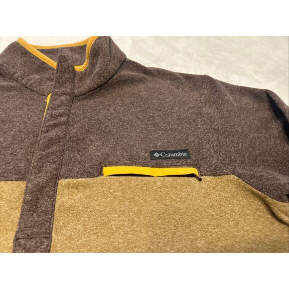 Columbia Sweatshirt Men’s Size Medium Brown Pullover 1/2 Button Mock Neck - Picture 2 of 6